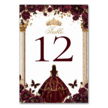 Quinceañera Emerald Gold Burgundy Roses Princess