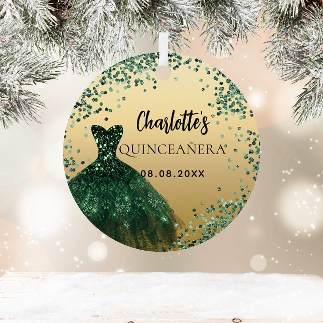 Quinceanera emerald green gold dress metal tree decoration (Creator Uploaded)