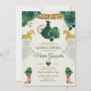 Quinceañera Emerald Green Mexican 16th Butterfly Invitation