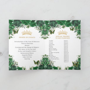 Quinceañera Emerald Green Padrinos Events Program Programme