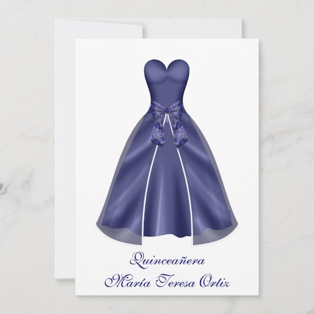 Quinceañera español Invitación vestido elegante Invitation (Front)