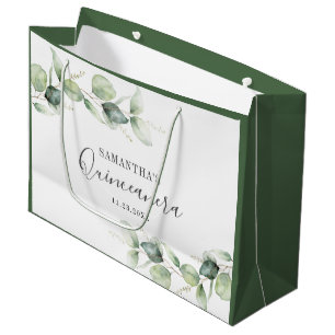 Quinceanera Eucalyptus 15th Birthday Party Large Gift Bag