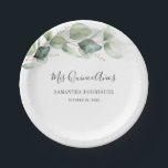 Quinceanera Eucalyptus Granddaughter 15th Birthday Paper Plate<br><div class="desc">TIP: Matching items available in this collection. Our botanical eucalyptus birthday collection features watercolor foliage and modern typography in dark grey text. Use the "Customise it" button to further re-arrange and format the style and placement of text. Could easily be repurpose for other special events like anniversaries, baby shower, birthday...</div>