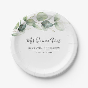 Quinceanera Eucalyptus Granddaughter 15th Birthday Paper Plate