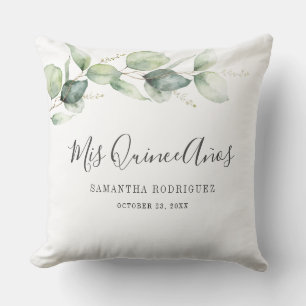 Quinceanera Eucalyptus Leaves Mis Quince Anos Cushion