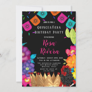 Quinceañera Festive Gold Crown Birthday Party Invitation