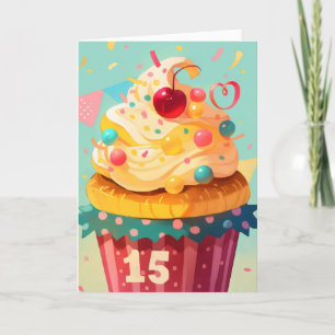 Quinceañera Fifteen Cupcake Sweet Holiday Card