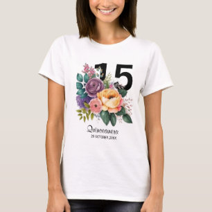 Quinceanera  Floral 15th Birthday T-Shirt