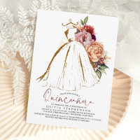 Quinceañera Floral Gold Dress 15th Birthday