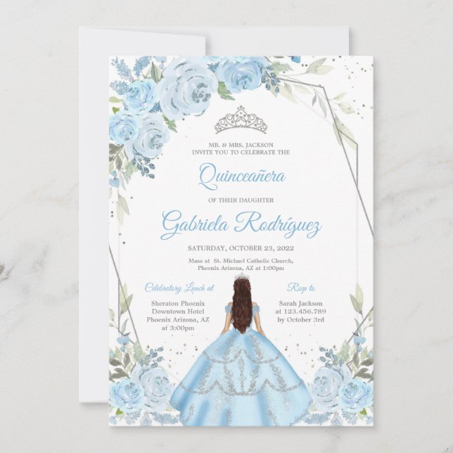 Quinceanera Floral Invitation (Front)