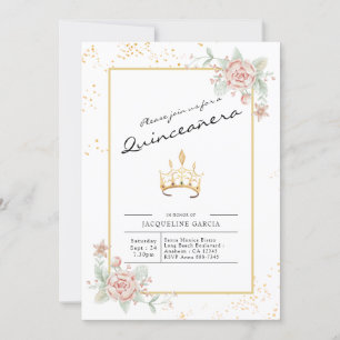 Quinceañera Floral Watercolor 15th Birthday Invitation