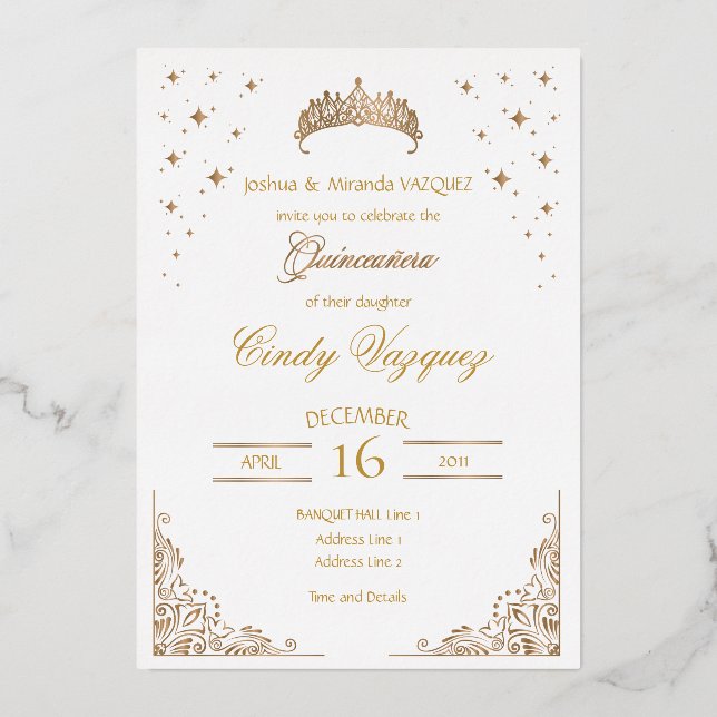 Quinceanera Foil Invitation (Front)
