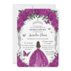 Quinceañera Fuchsia Roses Floral Vintage Silver