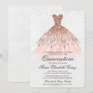 Quinceanera Glitter Dress Diamond Invitation