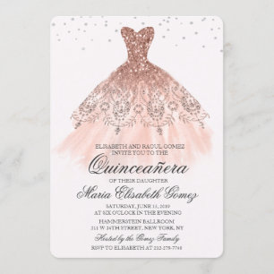 Quinceanera Glitter Dress Diamond Invitation
