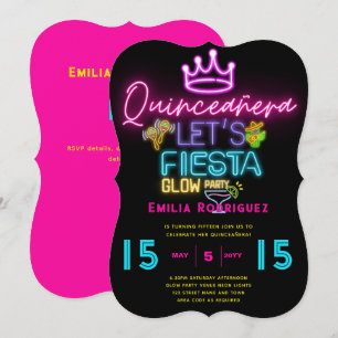 QUINCEAÑERA Glow Party Invitación Fiesta de Neón Invitation