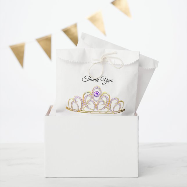Quinceañera Gold Amethyst Tiara Favour Bag  (Party)