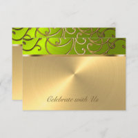 Quinceanera Gold and Lime Filigree Swirl Border