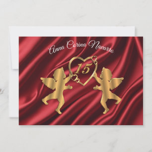 Quinceanera Gold cupids for 15th birthday Invitation