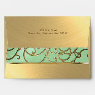 Quinceañera Gold Filigree Swirls Envelopes