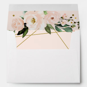 Quinceanera Gold Foil Blush Pink Floral Envelope
