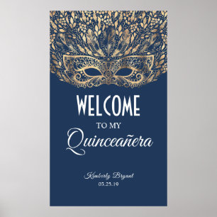 Quinceañera Gold Mask Welcome Poster