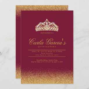 Quinceanera Gold & Sparling Invitations