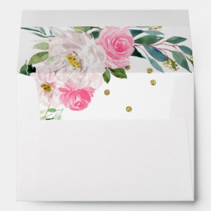 Quinceanera Gold Tiara Hot Pink Floral Envelope