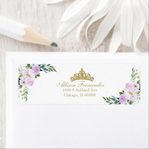 Quinceanera Gold Tiara Purple Lilac Floral