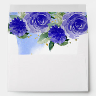 Quinceanera Gold Tiara Royal Blue Floral  Envelope