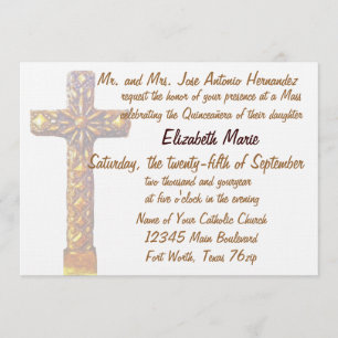 Quinceanera Golden Cross Invitation