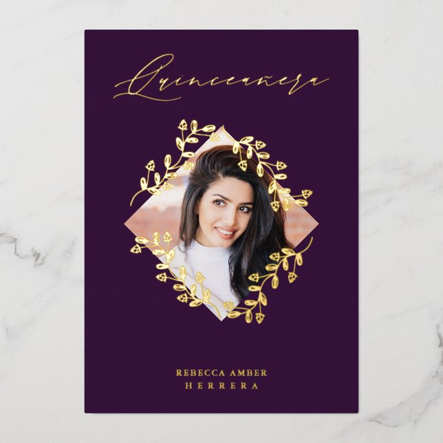 Quinceañera Golden Diamond Wildflowers Photo (Front)