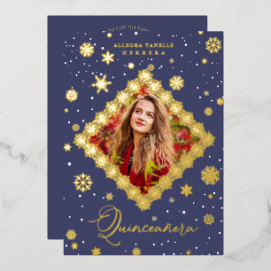 Quinceañera Golden Snowflakes Winter Christmas