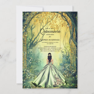 Quinceanera Gown Enchanted Forest Portal Invitation