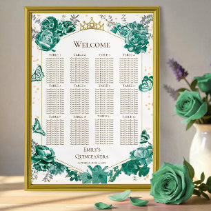 Quinceanera Green Seating Chart Sign Butterflys