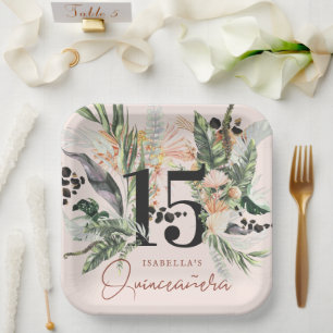 Quinceañera   Greenery & Terra Cotta Jungle  Paper Plate