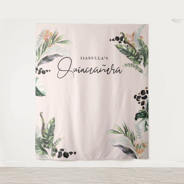 Quinceañera | Greenery & Terra Cotta Jungle   Tapestry (Front)