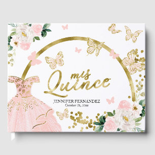 Quinceanera Guest Book Blush Butterfly Dress
