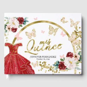 Quinceanera Guest Book Butterfly Red Dress