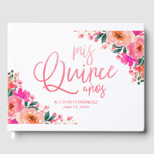 Quinceanera Guest Book Hot Pink  Floral