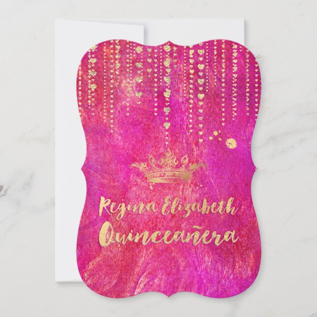 Quinceanera/Heart Strings/Princess/Crown Invitation (Front)