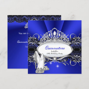 QUINCEANERA High Heels Royal Blue Diamond Tiara Invitation