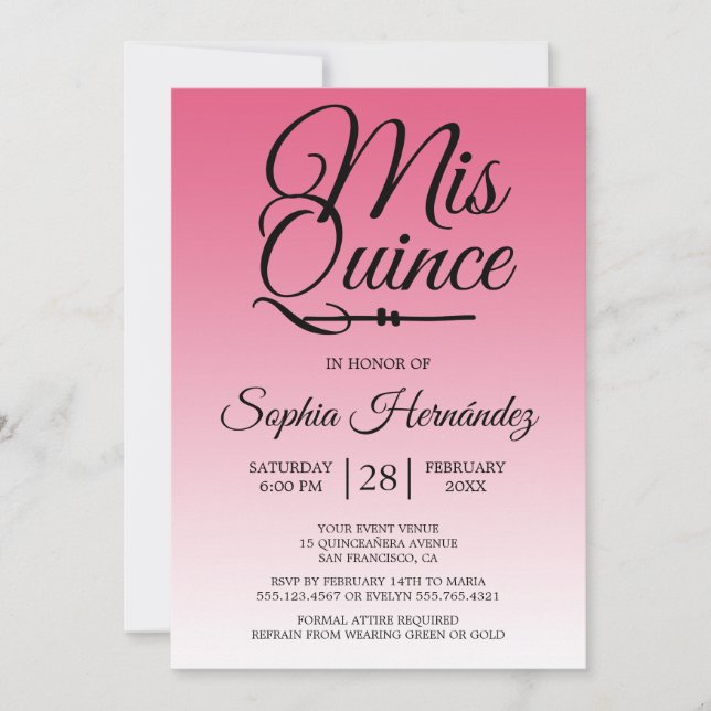 Quinceañera Hot Pink 15th Birthday  Invitation (Front)