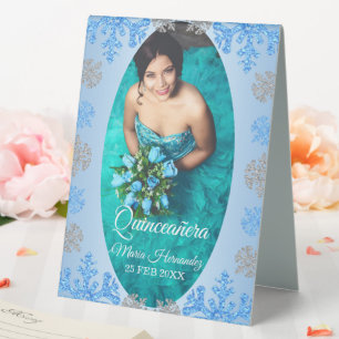 Quinceañera Ice Blue Silver Winter Snowflake