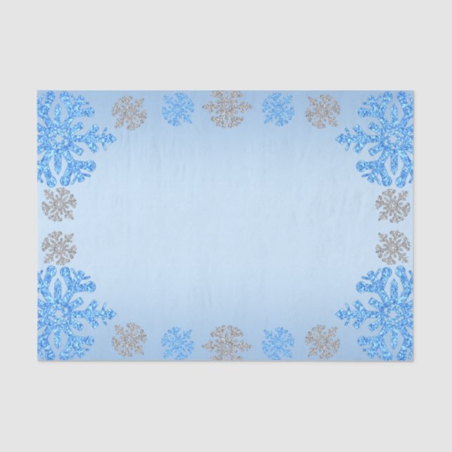 Quinceañera Ice Blue Silver Winter Snowflake Tissue Paper (Front)