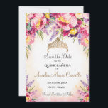 Quinceañera in watercolor flowers save the date<br><div class="desc">Quinceañera in watercolor flowers Save the date card</div>