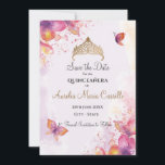 Quinceañera in watercolor with butterflies save the date<br><div class="desc">Quinceañera in watercolor with butterflies Save the date card</div>