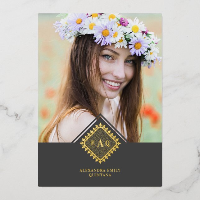 Quinceañera Initials Ornamental Lace Sophisticated (Front)