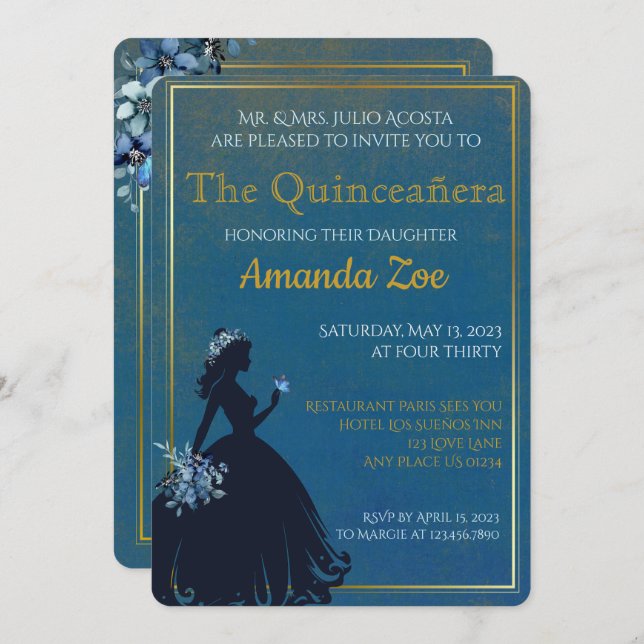 Quinceañera invitation (Front/Back)