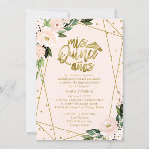 Quinceanera Invitation Bilingual Pink Blush